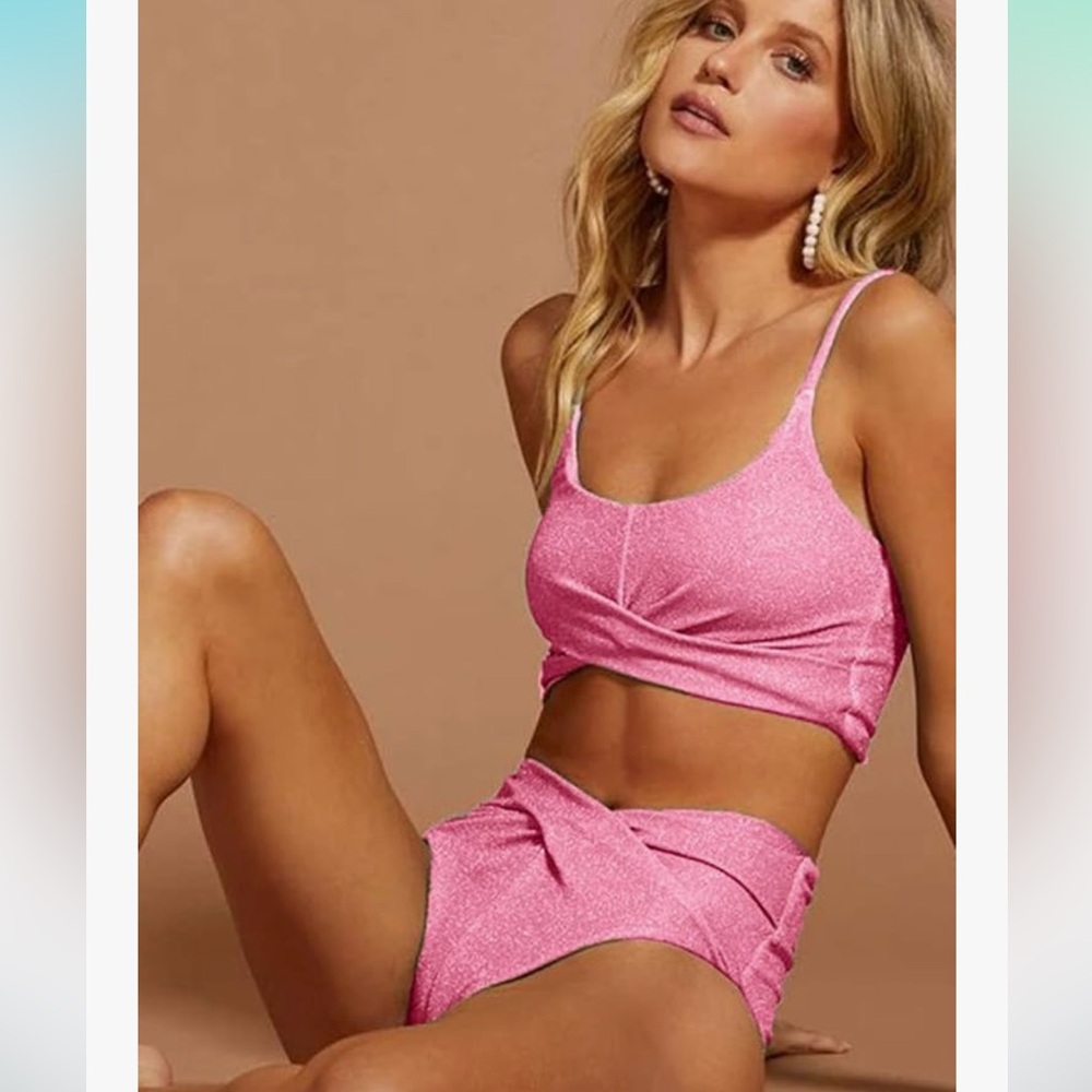 NWT Pink Boutique Sparkly Bikini Large - Picture 2 of 7
